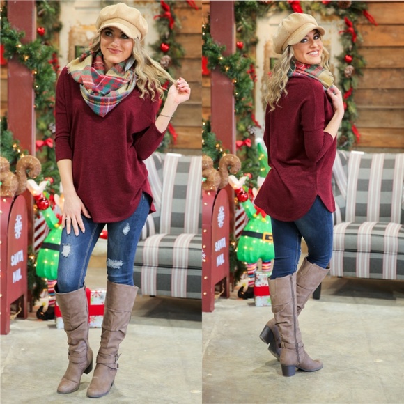 LAST ONE! Burgundy Dolman Tunic - Picture 3 of 3